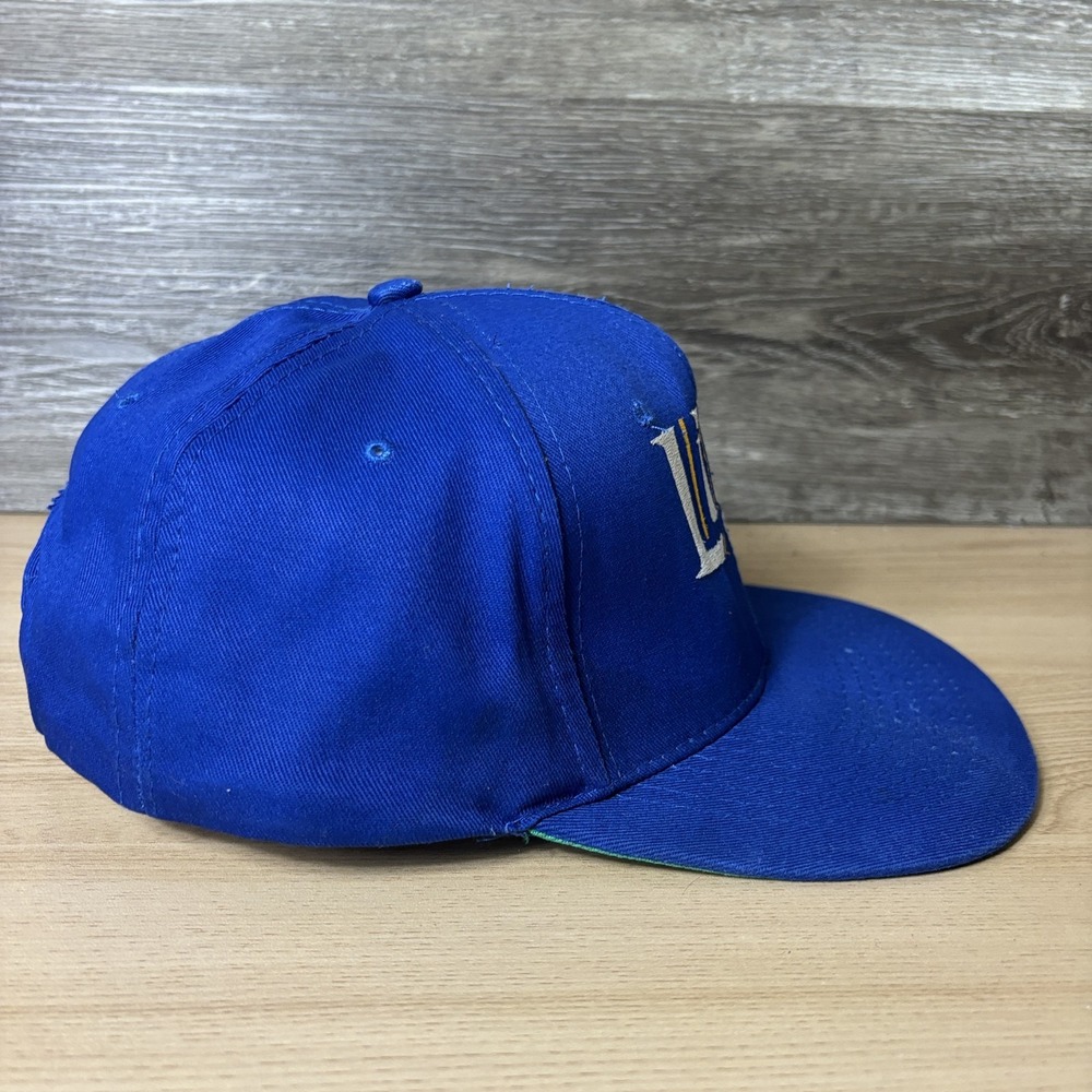 VINTAGE Miller Lite Hat Cap Snap Back Blue Beer Brewing Embroidered 90s - Picture 8 of 13